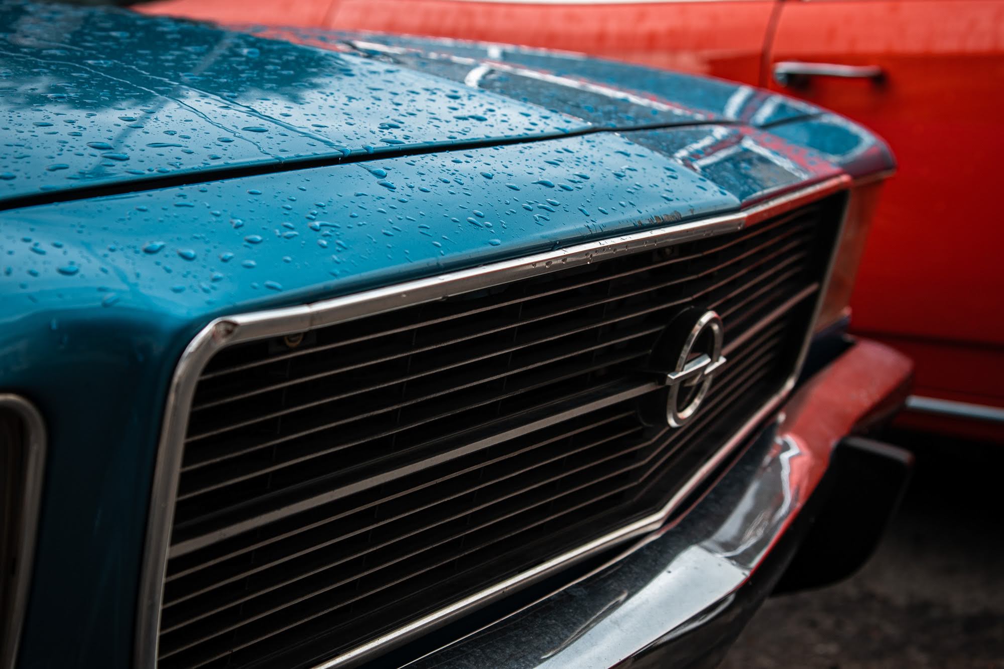 Blue Opel Rekord 1974 rear view
